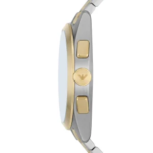 ar11511 emporio armani watch men green dial stainless steel metal silver gold strap quartz battery analog chronograph 4