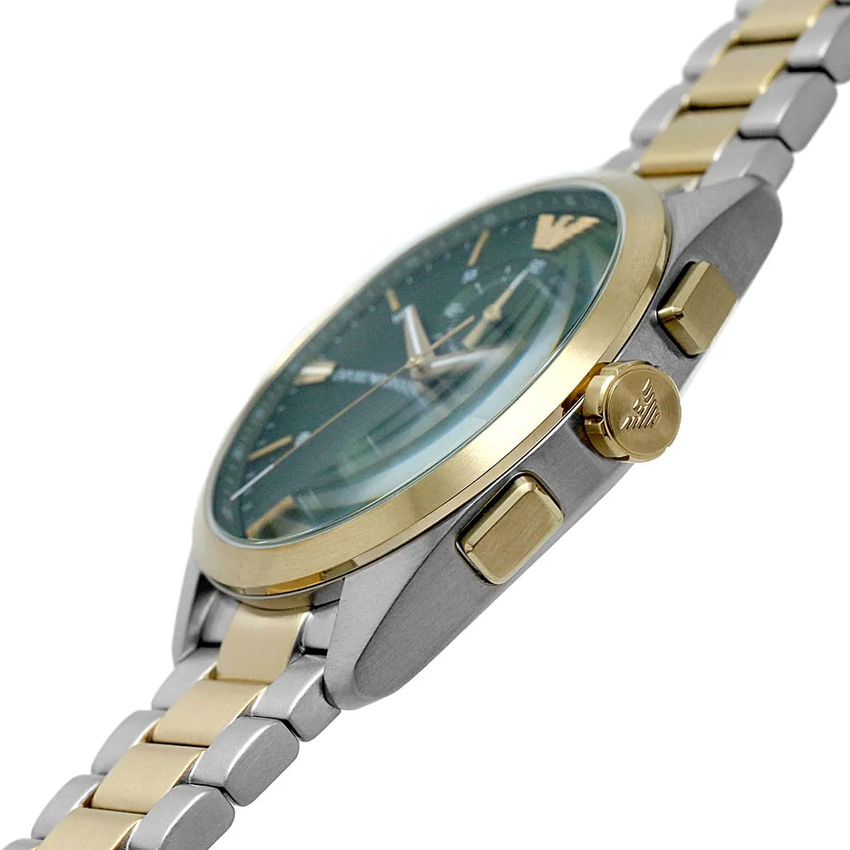 ar11511 emporio armani watch men green dial stainless steel metal silver gold strap quartz battery analog chronograph 5 ar11511 emporio armani watch men green dial stainless steel metal silver gold strap quartz battery analog chronograph 5