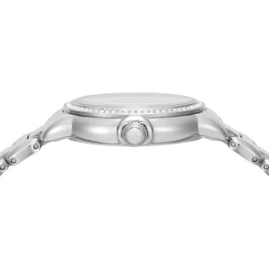 ar11596 emporio armani watch women mother of pearl crystals white dial metal stainless steel silver strap quartz analog mia 4