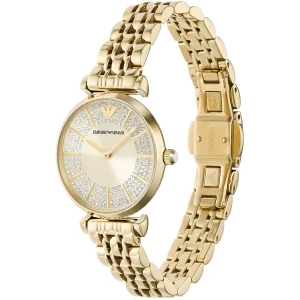 ar11608 emporio armani watch women crystals silver dial metal stainless steel gold strap quartz analog gianni t bar 2