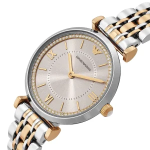 ar11702 emporio armani watch women two tone beige dial metal stainless steel silver gold strap quartz analog gianni t bar 3