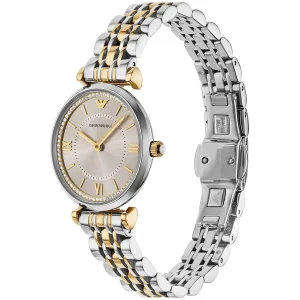 ar11702 emporio armani watch women two tone beige dial metal stainless steel silver gold strap quartz analog gianni t bar 4