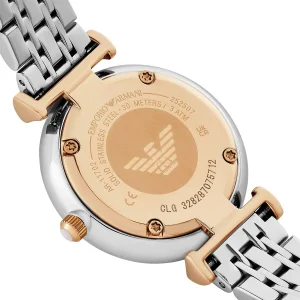 ar11702 emporio armani watch women two tone beige dial metal stainless steel silver gold strap quartz analog gianni t bar 5
