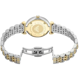 ar11702 emporio armani watch women two tone beige dial metal stainless steel silver gold strap quartz analog gianni t bar 7