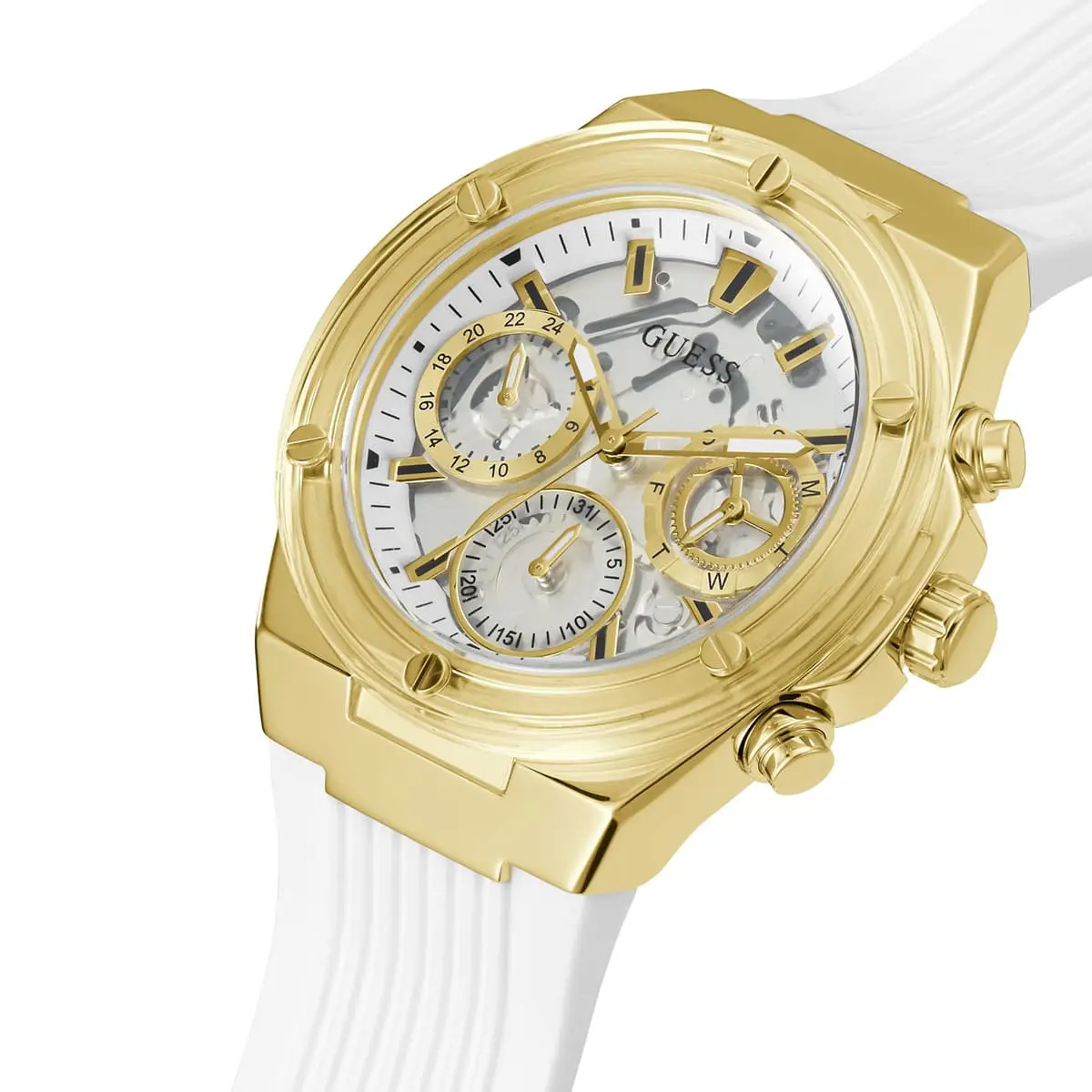 gw0409l2 guess watch women silver dial rubber white strap quartz battery analog athena 2 gw0409l2 guess watch women silver dial rubber white strap quartz battery analog athena 2