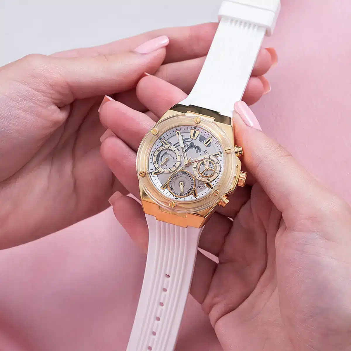 gw0409l2 guess watch women silver dial rubber white strap quartz battery analog athena 8 gw0409l2 guess watch women silver dial rubber white strap quartz battery analog athena 8