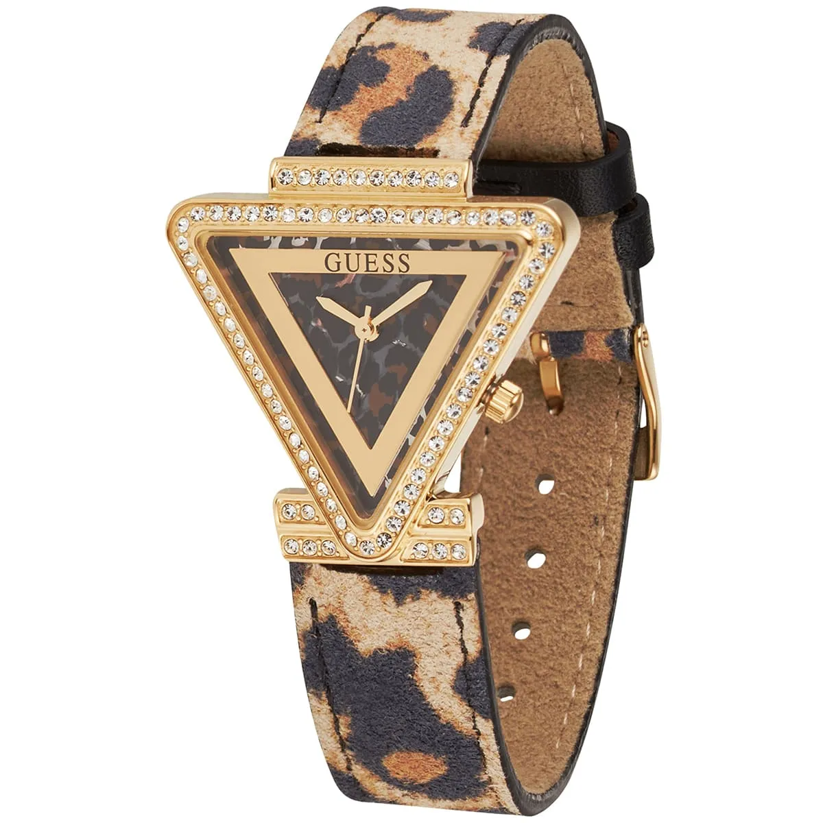 gw0504l3 guess watch women triangle crystals gold dial leather brown strap quartz battery analog three hand fame 2 gw0504l3 guess watch women triangle crystals gold dial leather brown strap quartz battery analog three hand fame 2