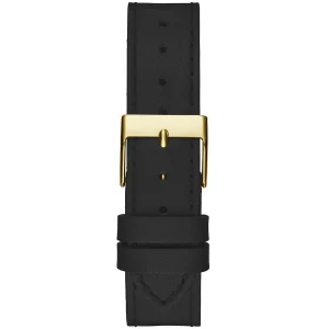 gw0504l5 guess watch women triangle crystals black dial leather strap quartz battery analog three hand fame 5