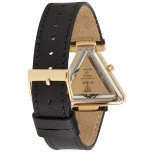gw0504l5 guess watch women triangle crystals black dial leather strap quartz battery analog three hand fame 6
