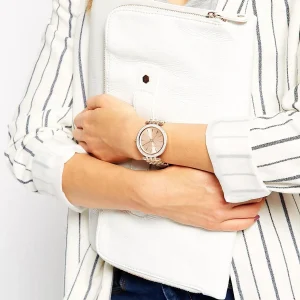 mk3192 michael kors watch women crystals rose gold dial metal stainless steel strap quartz battery analog three hand darci 10