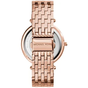 mk3192 michael kors watch women crystals rose gold dial metal stainless steel strap quartz battery analog three hand darci 3