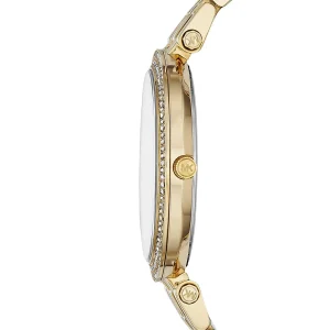 mk3216 michael kors watch women crystals gold dial metal stainless steel golden strap quartz battery analog three hand darci 3