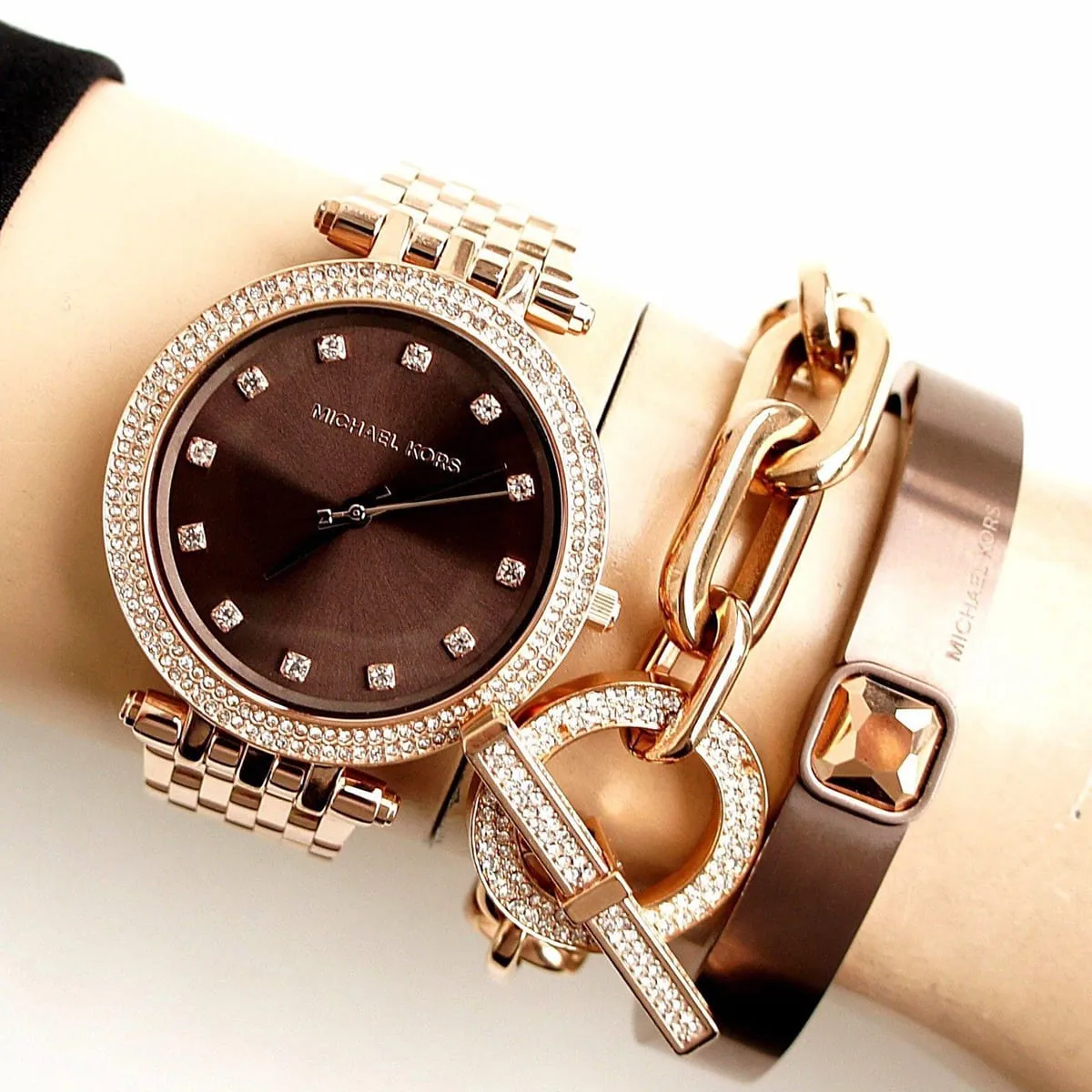 mk3217 michael kors watch women crystals brown dial metal stainless steel rose gold strap quartz battery analog three hand darci 8 mk3217 michael kors watch women crystals brown dial metal stainless steel rose gold strap quartz battery analog three hand darci 8