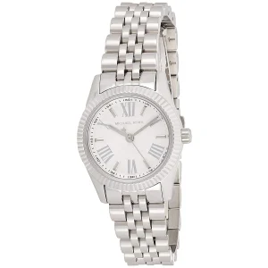mk3228 michael kors watch women silver dial metal stainless steel strap quartz battery analog three hand lexington 2