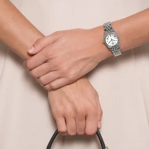 mk3228 michael kors watch women silver dial metal stainless steel strap quartz battery analog three hand lexington 9