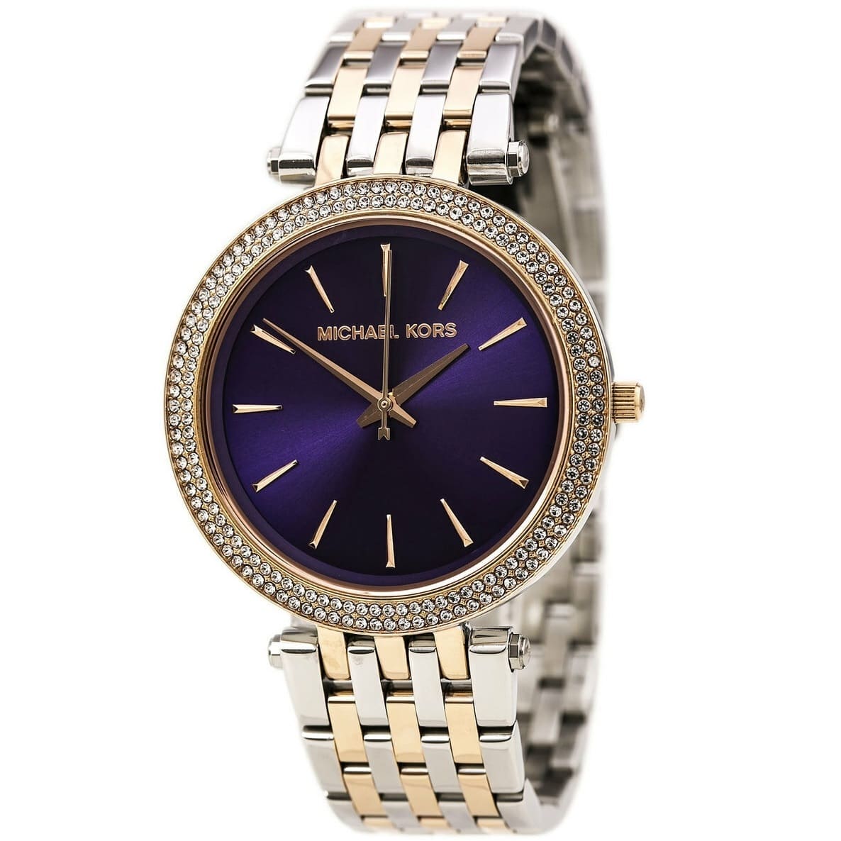 mk3353 michael kors watch women blue dial stainless steel metal silver rose gold two tone strap quartz analog three hand darci 2 mk3353 michael kors watch women blue dial stainless steel metal silver rose gold two tone strap quartz analog three hand darci 2