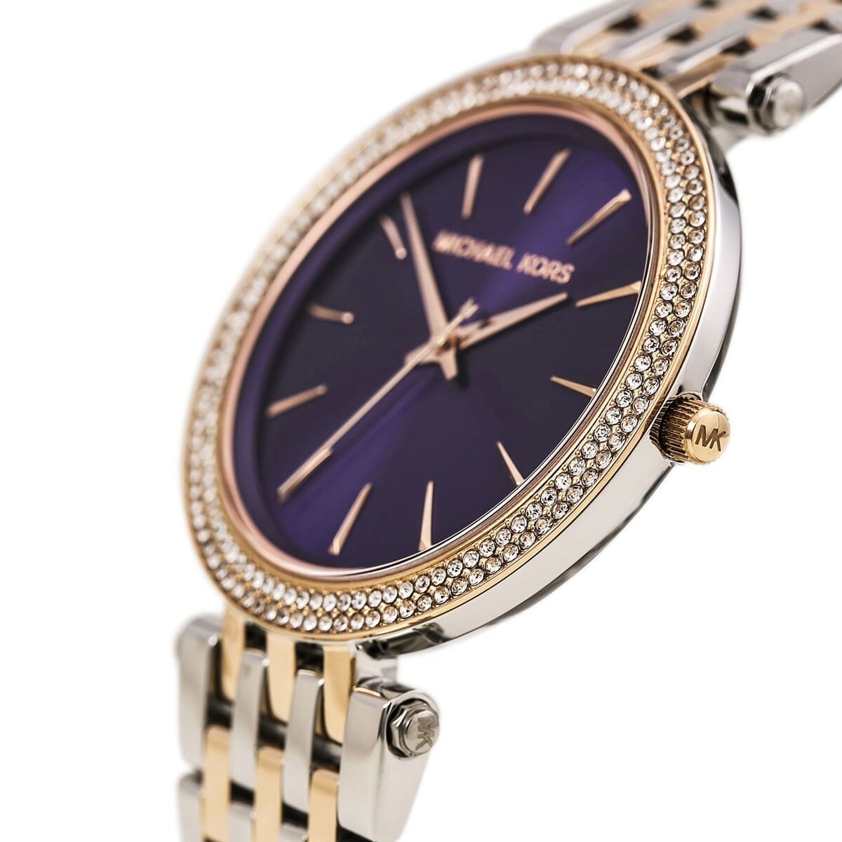 mk3353 michael kors watch women blue dial stainless steel metal silver rose gold two tone strap quartz analog three hand darci 3 mk3353 michael kors watch women blue dial stainless steel metal silver rose gold two tone strap quartz analog three hand darci 3