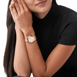 mk3513 michael kors watch women rose gold dial metal stainless steel strap quartz battery analog three hand runway slim mini 11