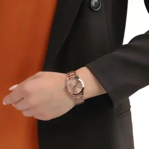 mk3513 michael kors watch women rose gold dial metal stainless steel strap quartz battery analog three hand runway slim mini 12