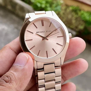 mk3513 michael kors watch women rose gold dial metal stainless steel strap quartz battery analog three hand runway slim mini 13