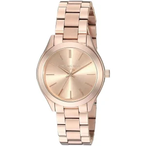 mk3513 michael kors watch women rose gold dial metal stainless steel strap quartz battery analog three hand runway slim mini 2
