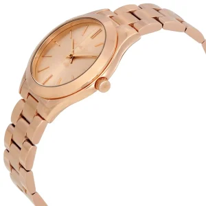 mk3513 michael kors watch women rose gold dial metal stainless steel strap quartz battery analog three hand runway slim mini 3