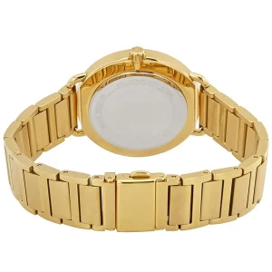 mk3788 michael kors watch women crystals black dial metal stainless steel gold strap quartz battery analog three hand portia 5