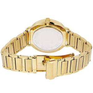 mk3788 michael kors watch women crystals black dial metal stainless steel gold strap quartz battery analog three hand portia 6