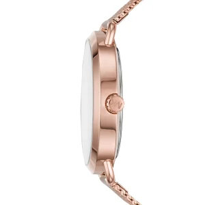 mk3845 michael kors watch women crystals rose gold dial metal stainless steel mesh strap quartz battery analog three hand portia 6