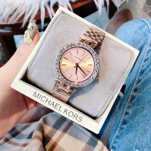 mk4514 michael kors watch women rose gold dial metal stainless steel strap quartz battery analog three hand darci 15