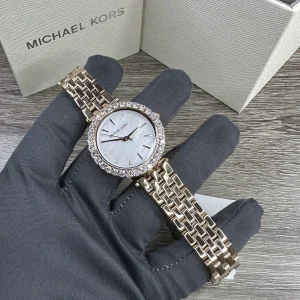 mk4514 michael kors watch women rose gold dial metal stainless steel strap quartz battery analog three hand darci 7