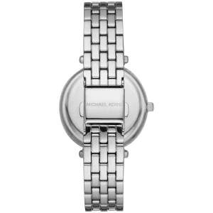 mk4516 michael kors watch women white dial metal stainless steel silver strap quartz battery analog three hand darci 3