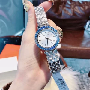 mk4516 michael kors watch women white dial metal stainless steel silver strap quartz battery analog three hand darci 7