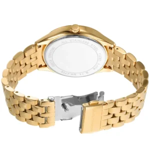 mk4709 michael kors watch women crystals gold dial metal stainless steel golden strap quartz battery analog three hand harlowe 12 768x768