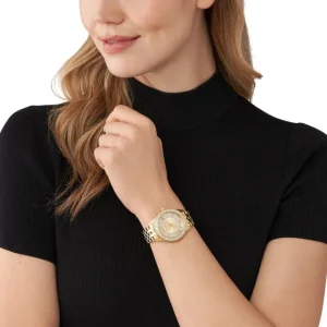 mk4709 michael kors watch women crystals gold dial metal stainless steel golden strap quartz battery analog three hand harlowe 14 768x768