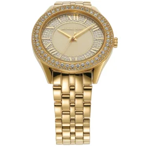 mk4709 michael kors watch women crystals gold dial metal stainless steel golden strap quartz battery analog three hand harlowe 8 1024x1024