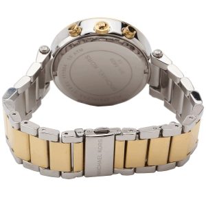 mk5626 michael kors watch women silver dial stainless steel metal gold two tone strap quartz analog chronograph parker 5