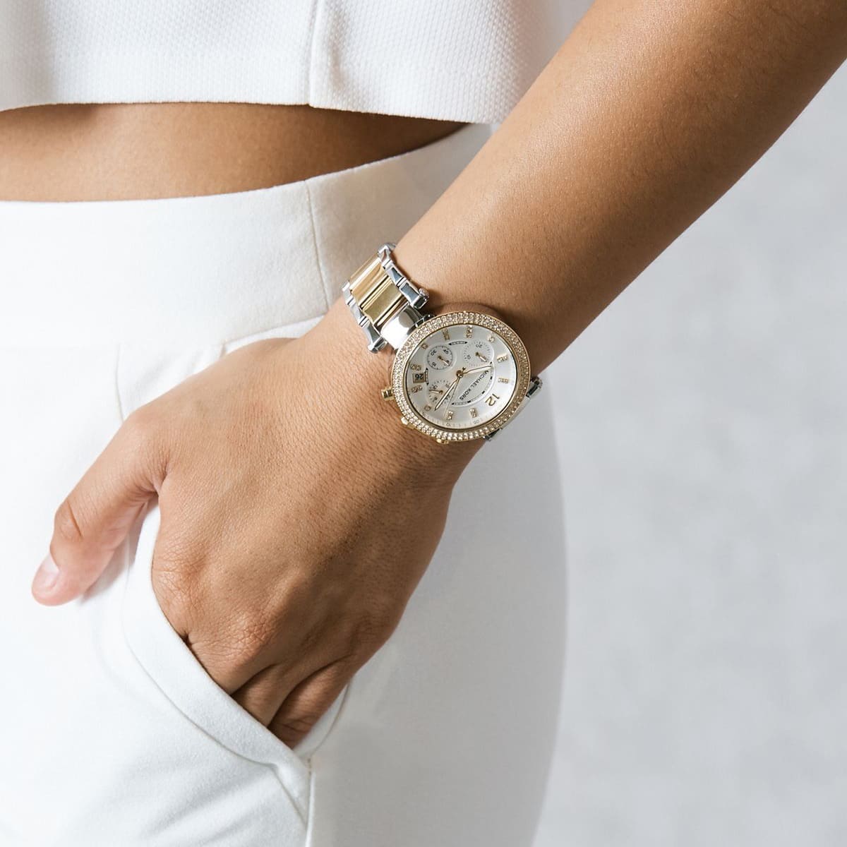 mk5626 michael kors watch women silver dial stainless steel metal gold two tone strap quartz analog chronograph parker 7 mk5626 michael kors watch women silver dial stainless steel metal gold two tone strap quartz analog chronograph parker 7