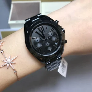 mk6058 michael kors watch women black dial metal stainless steel strap quartz battery analog chronograph bradshaw 5