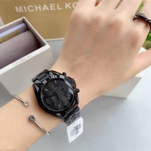 mk6058 michael kors watch women black dial metal stainless steel strap quartz battery analog chronograph bradshaw 6
