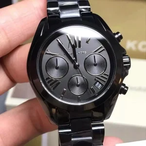 mk6058 michael kors watch women black dial metal stainless steel strap quartz battery analog chronograph bradshaw 7