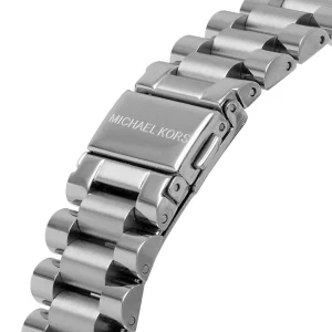mk7215 michael kors watch women blue dial metal stainless steel silver strap quartz battery analog chronograph lexington 10
