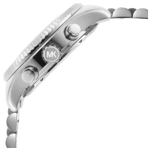 mk7215 michael kors watch women blue dial metal stainless steel silver strap quartz battery analog chronograph lexington 5