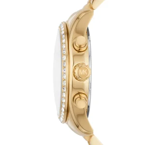 mk7241 michael kors watch women mother of pearl crystals white dial metal stainless steel gold strap quartz battery analog chronograph lexington 4