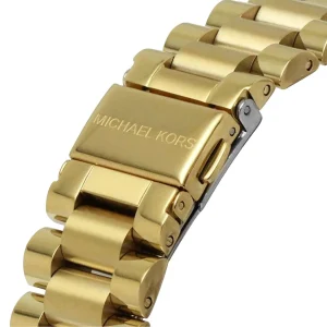 mk7241 michael kors watch women mother of pearl crystals white dial metal stainless steel gold strap quartz battery analog chronograph lexington 9