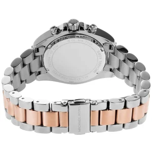 mk7258 michael kors watch women white dial metal stainless steel silver rose gold two tone strap quartz battery analog chronograph bradshaw 10