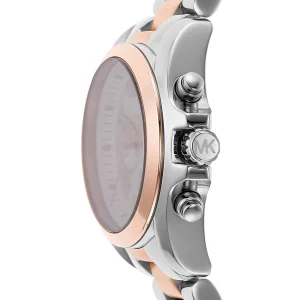 mk7258 michael kors watch women white dial metal stainless steel silver rose gold two tone strap quartz battery analog chronograph bradshaw 5