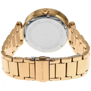 mk7283 michael kors watch women gold dial metal stainless steel golden strap quartz battery analog three hand mk logo crystals parker 4