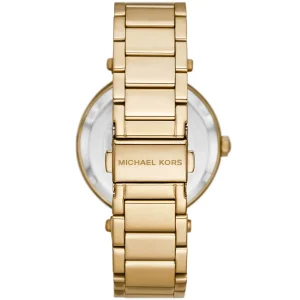 mk7283 michael kors watch women gold dial metal stainless steel golden strap quartz battery analog three hand mk logo crystals parker 6