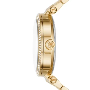 mk7283 michael kors watch women gold dial metal stainless steel golden strap quartz battery analog three hand mk logo crystals parker 7